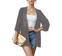 Hey Joo Women's Sheer Chiffon Kimono Cardigans Open Front Loose Swimsuit Cover up Shawl Capes Grey 2XL