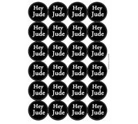 Hey Jude Sixties Circular Matt Paper Stickers A4 Sheet of 24 (Each Sticker is 45mm Diameter)
