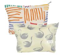 HEY M&Q Flower Cosmetic Bags Makeup Bags for Women,Travel Makeup Bag Large Capacity Canvas Makeup Bag,Makeup Organizer Bag Zipper Pouch, Cute Swan+Colorful Stripes, M, Cute Swan+colorful Stripes