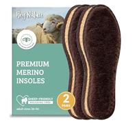 Hey Nature 2 Pairs Warm Merino Wool Insoles Men & Women - Heated Foot Warmers, Natural Thermal Boot Liners for Wellies. Inner Soles for Shoes. Not Sheepskin, Mulesing-Free