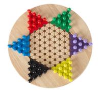 HEY! PLAY! 80-HJC93062 Chinese Checkers Set with 11 inch Wooden Board and Traditional Pegs, Game for Adults, Boys and Girls, Multicolor