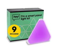 hey! Smart Panel Lighting Kit - Dimmable, 2700k - 6500k RGBW Colour Changing Triangle Wall Lights, Works with Alexa/Google Home, 100-240V, 36W, A+ Energy Rating, App Controlled (9 Piece Kit)