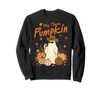 Hey There Pumpkin Cute Ghost Leopard Hat Fall Coffee Vibes Sweatshirt