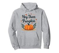 Hey There Pumpkin Fall Autumn Leaves Cute Greeting Pullover Hoodie, Adult Unisex, Heather Grey, XXL