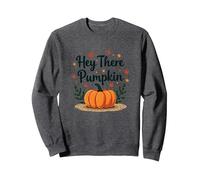 Hey There Pumpkin Fall Autumn Leaves Cute Greeting Sweatshirt, Adult Unisex, Dark Heather Grey, S