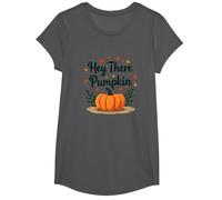 Hey There Pumpkin Fall Autumn Leaves Cute Greeting T-Shirt, Girls, Asphalt, Medium