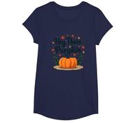 Hey There Pumpkin Fall Autumn Leaves Cute Greeting T-Shirt, Girls, Navy, Large