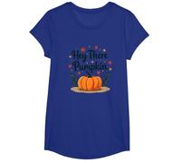 Hey There Pumpkin Fall Autumn Leaves Cute Greeting T-Shirt, Girls, Royal Blue, Large