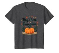 Hey There Pumpkin Fall Autumn Leaves Cute Greeting T-Shirt, Kids, Dark Heather Grey, 8 Years