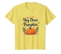 Hey There Pumpkin Fall Autumn Leaves Cute Greeting T-Shirt, Kids, Lemon, 3 Years