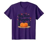 Hey There Pumpkin Fall Autumn Leaves Cute Greeting T-Shirt, Kids, Purple, 6 Years