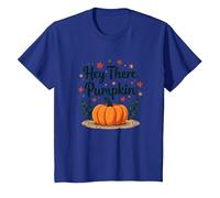 Hey There Pumpkin Fall Autumn Leaves Cute Greeting T-Shirt, Kids, Royal Blue, 12 Years