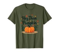 Hey There Pumpkin Fall Autumn Leaves Cute Greeting T-Shirt, Men, Olive, M