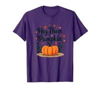 Hey There Pumpkin Fall Autumn Leaves Cute Greeting T-Shirt, Men, Purple, S