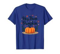 Hey There Pumpkin Fall Autumn Leaves Cute Greeting T-Shirt, Men, Royal Blue, S