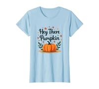 Hey There Pumpkin Fall Autumn Leaves Cute Greeting T-Shirt, Women, Baby Blue, S