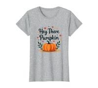 Hey There Pumpkin Fall Autumn Leaves Cute Greeting T-Shirt, Women, Heather Grey, XL