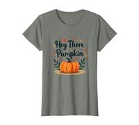 Hey There Pumpkin Fall Autumn Leaves Cute Greeting T-Shirt, Women, Olive Heather, XS