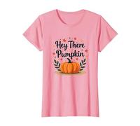 Hey There Pumpkin Fall Autumn Leaves Cute Greeting T-Shirt, Women, Pink, M