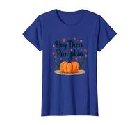 Hey There Pumpkin Fall Autumn Leaves Cute Greeting T-Shirt, Women, Royal Blue, M