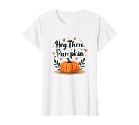 Hey There Pumpkin Fall Autumn Leaves Cute Greeting T-Shirt, Women, White, M