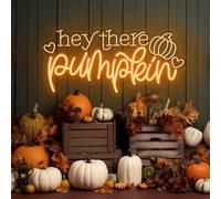 Hey There Pumpkin LED Neon Sign, Custom Fall Autumn Home Decor Neon Light, Hello Halloween Party Decor Garden Sign, Thanksgiving Wall Decor