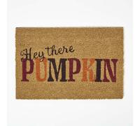 HOMESCAPES Coir Doormats, Autumn Door Mats Outdoor, Non Slip PVC Backing, Durable Heavy Duty Dirt-Trapper, Welcome Mat Indoor Outdoors Use for Home Front Entryways & Entrances, Hey There Pumpkin