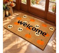Hey There Pumpkin Welcome Mat, Natural Coir Fall Door Mat with Non-Slip Base, Hello Pumpkin Entrance Rug for Autumn Thanksgiving, Indoor Outdoor Front Door Decor (#04,45 * 70cm)