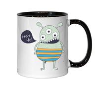 Hey Yo Three Eyed Monster Sketch Ceramic Tea Coffee Mug Black