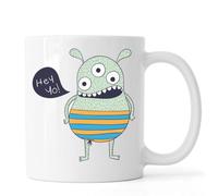 Hey Yo Three Eyed Monster Sketch Ceramic Tea Coffee Mug White
