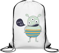 Hey Yo Three Eyed Monster Sketch Gym Sack Casual Drawstring Bag White