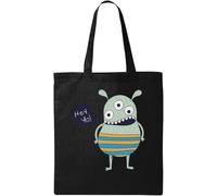 Hey Yo Three Eyed Monster Sketch Natural Ecological Cotton Tote Bag Black