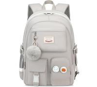 Hey Yoo Backpack for Girls Bookbag Cute School Bag College Middle High Elementary School Backpack for Teen Girls, Grey, L, Cute