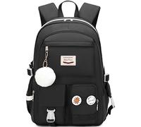 Hey Yoo Backpack for Girls Bookbag Cute School Bag College Middle High Elementary School Backpack for Teen Girls, Black, L, Cute