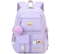 Hey Yoo Backpack for Girls Bookbag Cute School Bag College Middle High Elementary School Backpack for Teen Girls, Purple, L, Cute