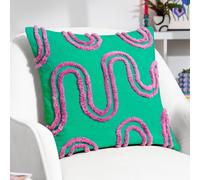 Heya Home Archie Abstract Tufted Cushion in Turquoise | Size: 45 cm x 45 cm Heya Home Turquoise 45 cm x 45 cm