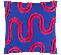 Heya Home Archie Tufted Cushion Cover, Cobalt/Pink