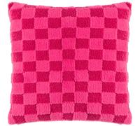 furn. Heya Home Check It Boucle Fleece Cushion - Dreamy Textured 3D Check Design Polyester Filled (Pinky Crush - 45 x 45 cm)