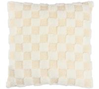 furn. Heya Home Check It Boucle Fleece Cushion - Dreamy Textured 3D Check Design Polyester Filled (Dreamy Cream - 45 x 45 cm)