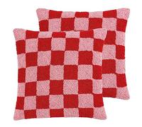 Heya Home Check Knitted Feather Filled Cushion - Twin Pack