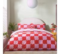 Heya Home Checkerboard Pink & Red Bedding Set - Superking