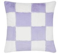 Heya Home Cozee Check Faux Fur Cushion Cover, Lilac