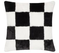Heya Home Cozee Check Faux Fur Polyester Filled Cushion
