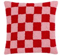 Heya Home Cushion Check Square Knitted Red/Pink 45x45cm