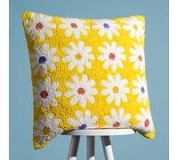 Heya Home Daisy Knitted Tufted Loop Cotton Polyester Filled Cushion in Yellow | Size: 45 cm x 45 cm Heya Home Yellow 45 cm x 45 cm