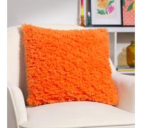 Heya Home Fluff Ball Faux Fur Cushion in Orange | Size: 45 cm x 45 cm Heya Home Orange 45 cm x 45 cm