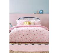furn. Heya Home Gingham Bows Bedding - Classic Gingham with Playful Bows Duvet Cover Set (Pink - Super King)