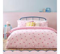 furn. Heya Home Gingham Bows Bedding - Classic Gingham with Playful Bows Duvet Cover Set (Pink - Double)