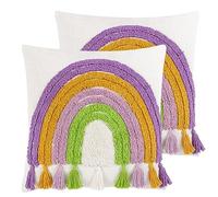 Heya Home Rainbow Tassels Feather Filled Cushions Twin Pack, Multicolour, 45 x 45cm