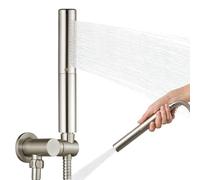 Heyalan Brass 2 in1 Function Handheld Spray Hand Shower High Pressure Handheld Sprinklert Shower Wand with Shower Hose and Adjustable Hand Shower Holder, Brushed Nickel